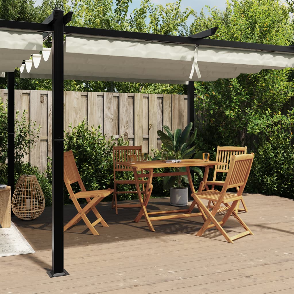 VidaXL Prieel met uittrekbaar dak 3x6m aluminium crèmekleurig