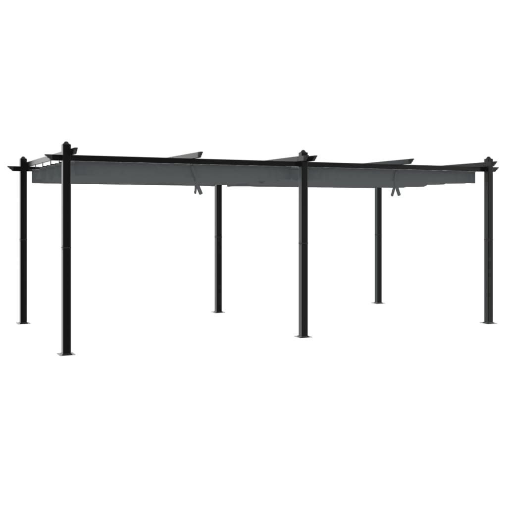 VidaXL Prieel met uittrekbaar dak 3x6m aluminium antracietkleurig