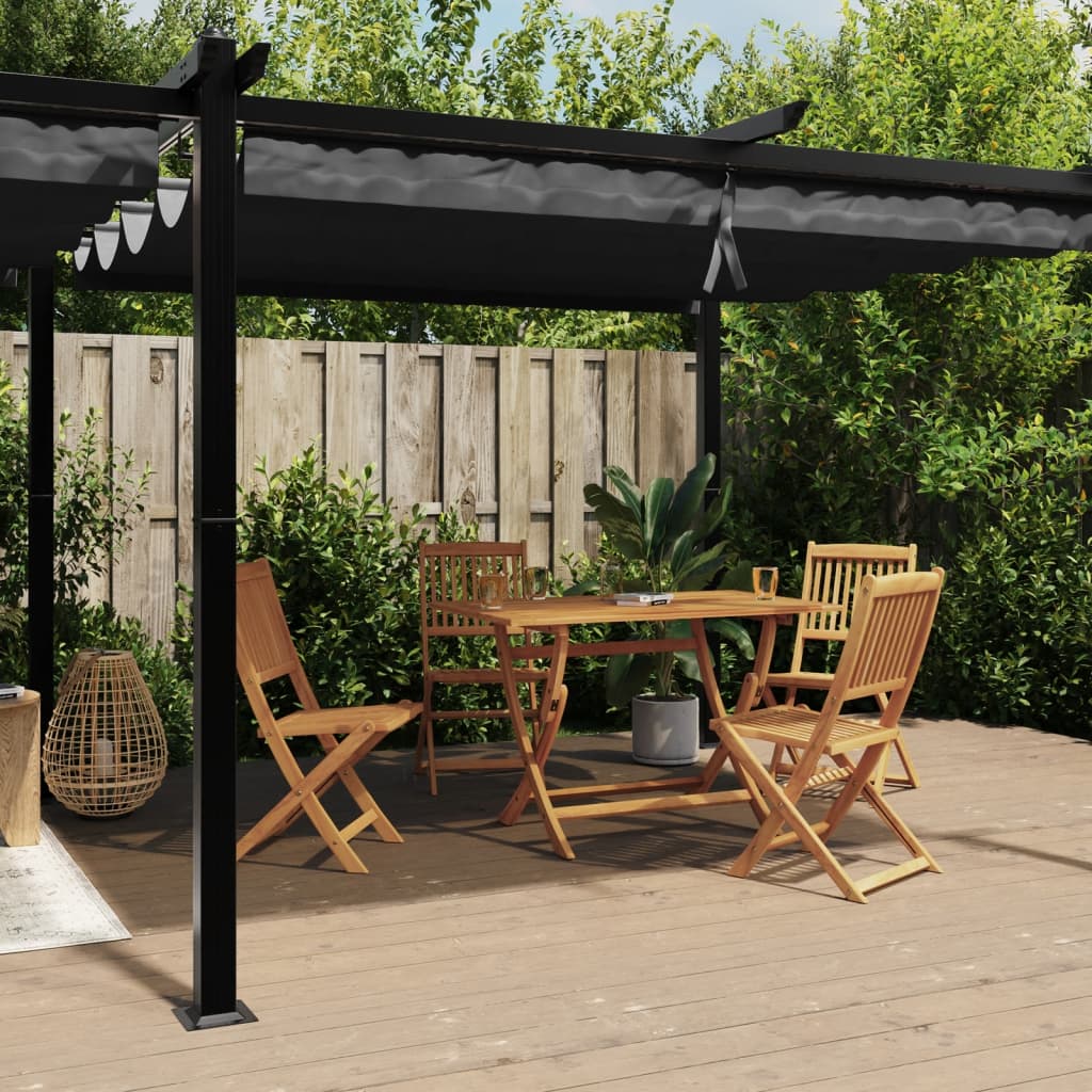 VidaXL Prieel met uittrekbaar dak 3x6m aluminium antracietkleurig