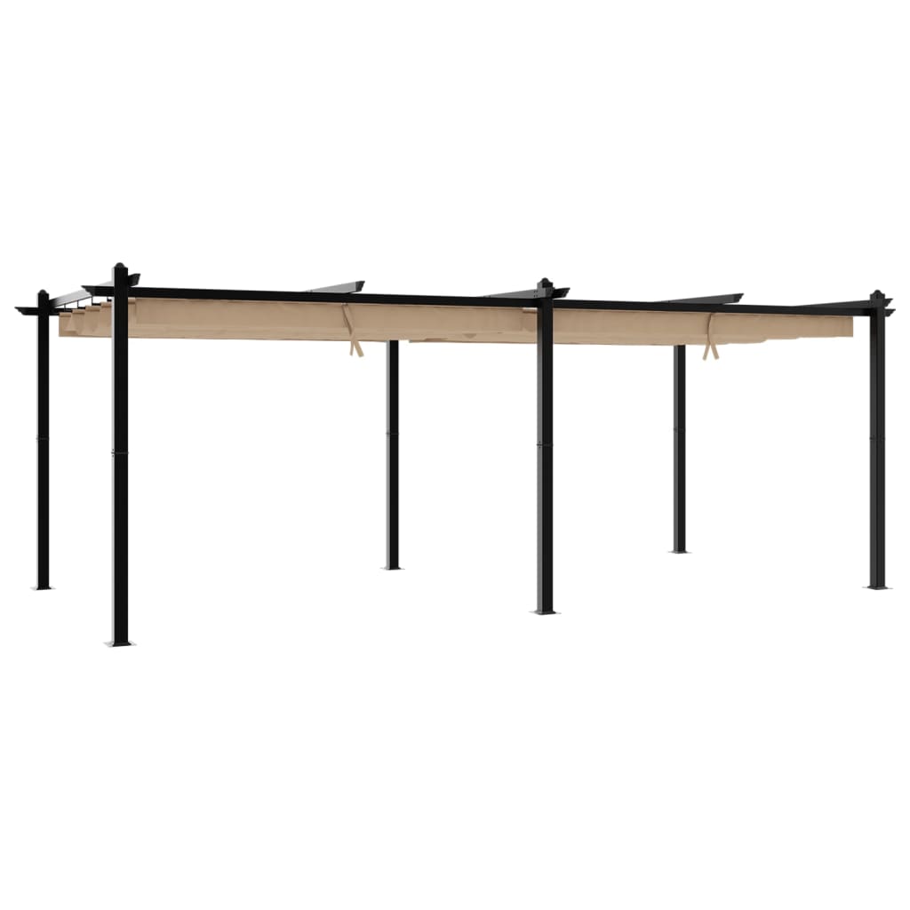 VidaXL Prieel met uittrekbaar dak 3x6m aluminium taupe