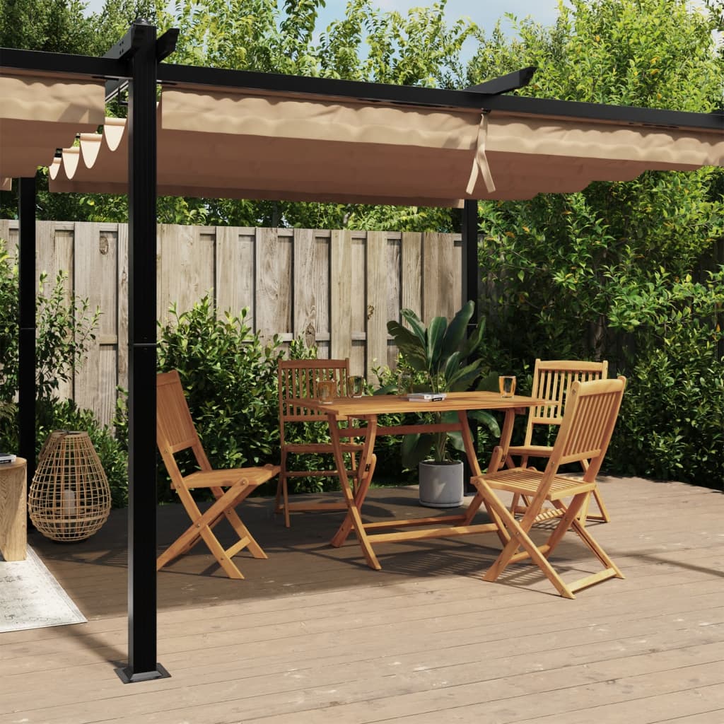 VidaXL Prieel met uittrekbaar dak 3x6m aluminium taupe