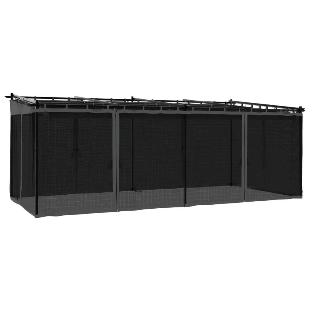 VidaXL Prieel met zijwanden van gaas 6x3m staal antracietkleurig
