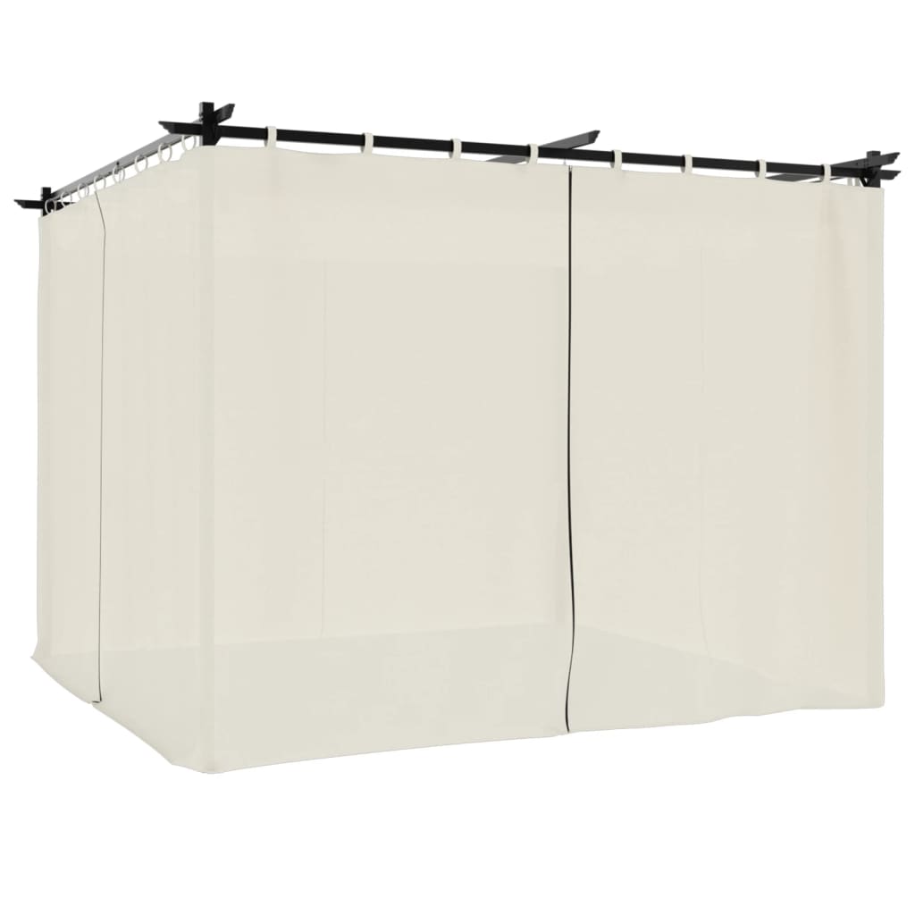 Vidaxl prieel met gordijnen 3x3m staal crèmekleurig