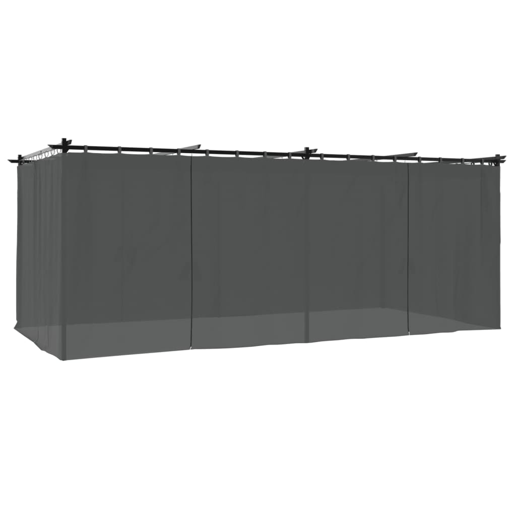 VidaXL Prieel met gordijnen 6x3m staal antracietkleurig