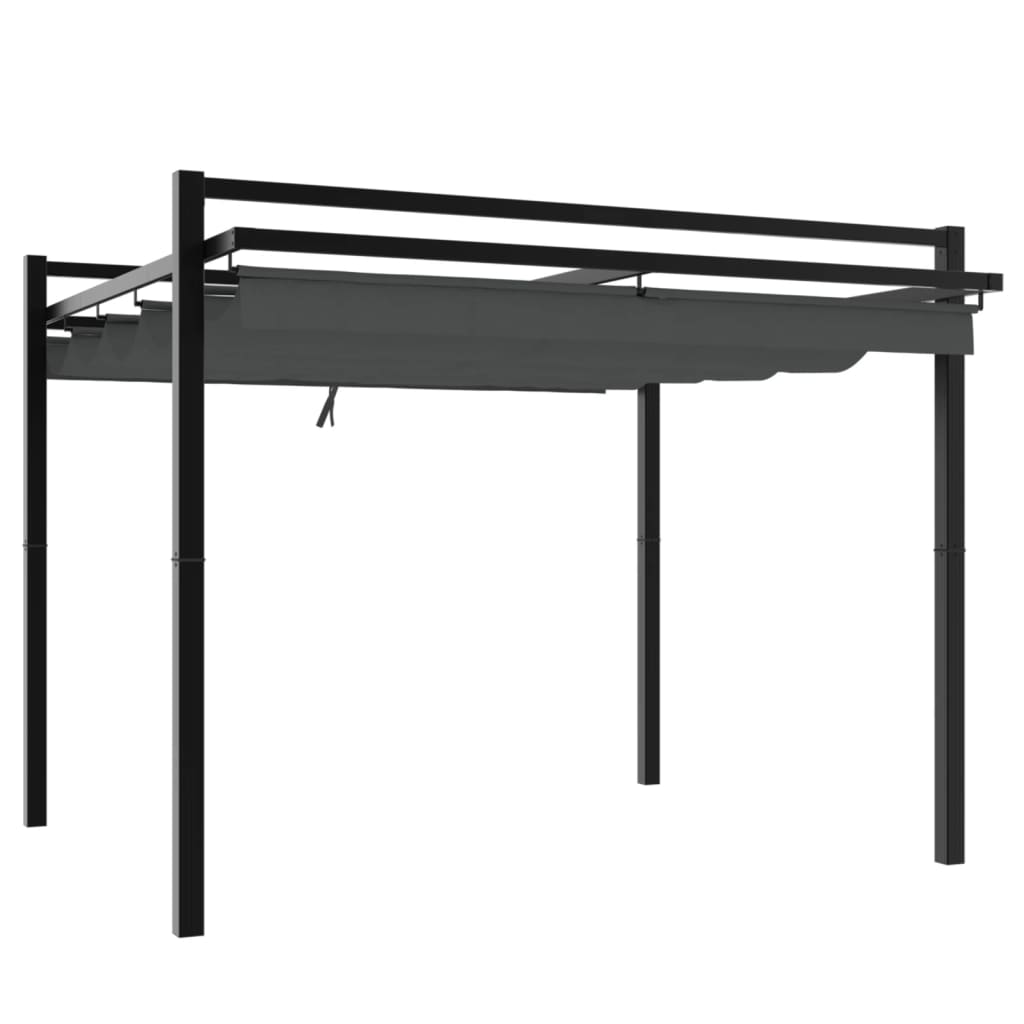 VidaXL Prieel met uittrekbaar dak 3x3m aluminium antracietkleurig