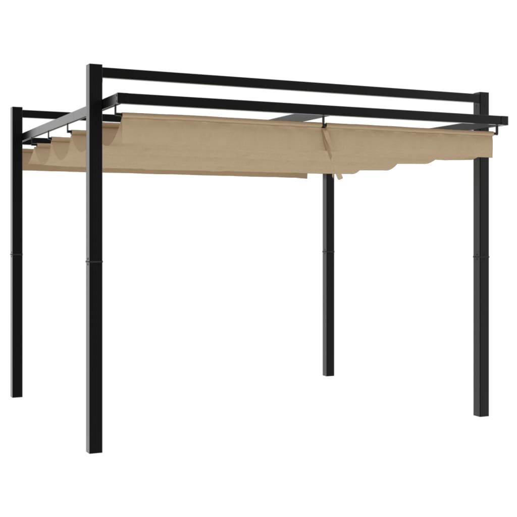 VidaXL Prieel met uittrekbaar dak 3x3m aluminium taupe