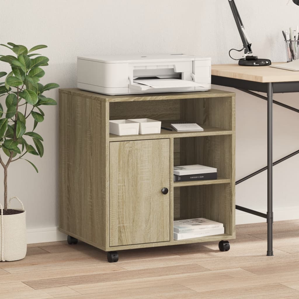 Vidaxl printerkastje met wielen 60x50x67 cm sonoma eikenkleurig