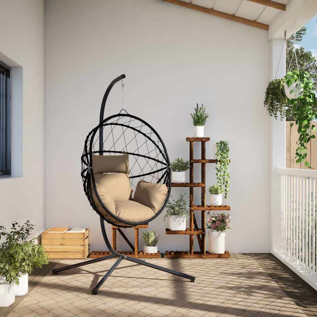 VidaXL Hangstoel met standaard rotan en staal taupe