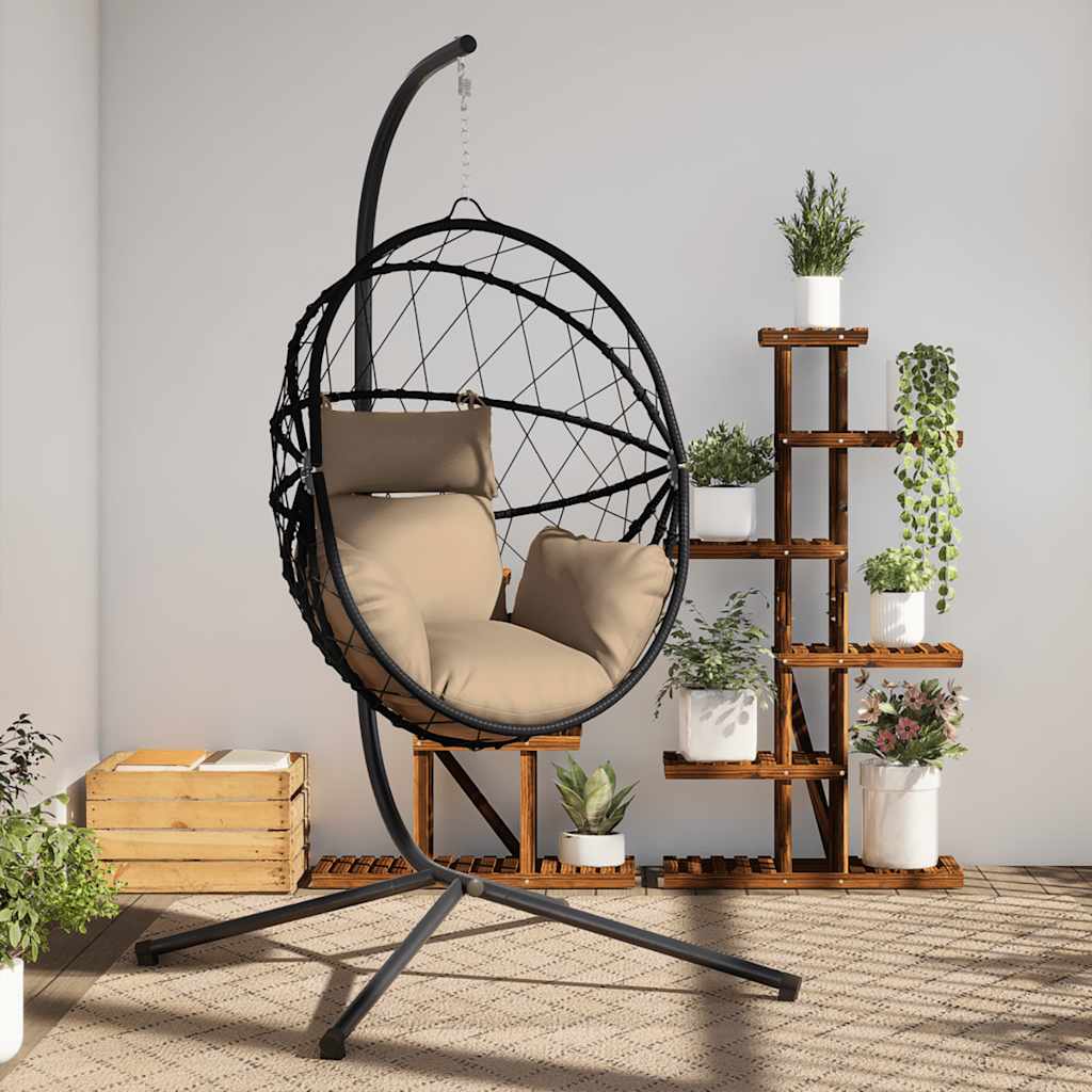 VidaXL Hangstoel met standaard rotan en staal taupe