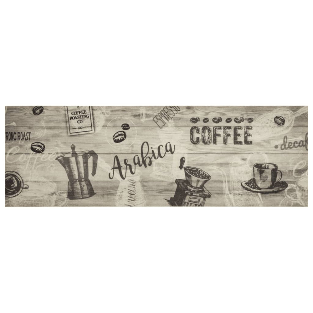 Vidaxl keukenmat wasbaar koffieprint 60x180 cm fluweel grijs