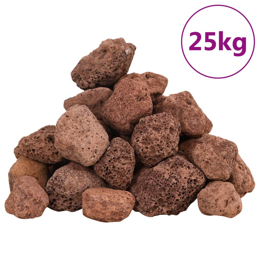 Vidaxl lavastenen 25 kg 3-5 cm rood