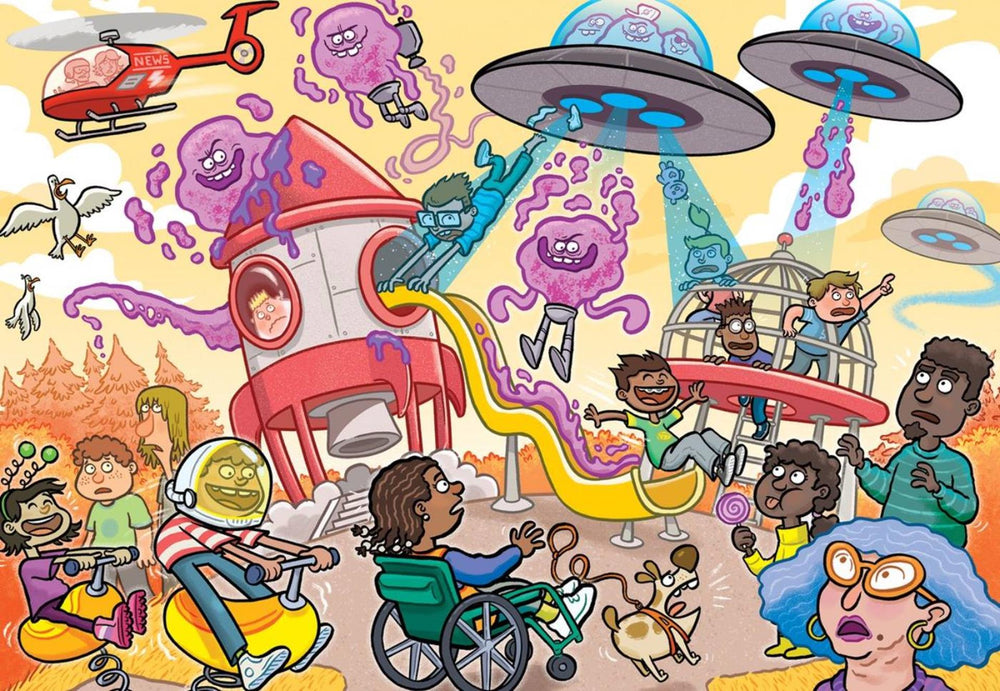 Jumbo wasgij puzzel junior 4 invasie van buitenaatse wezens! 240 stukjes