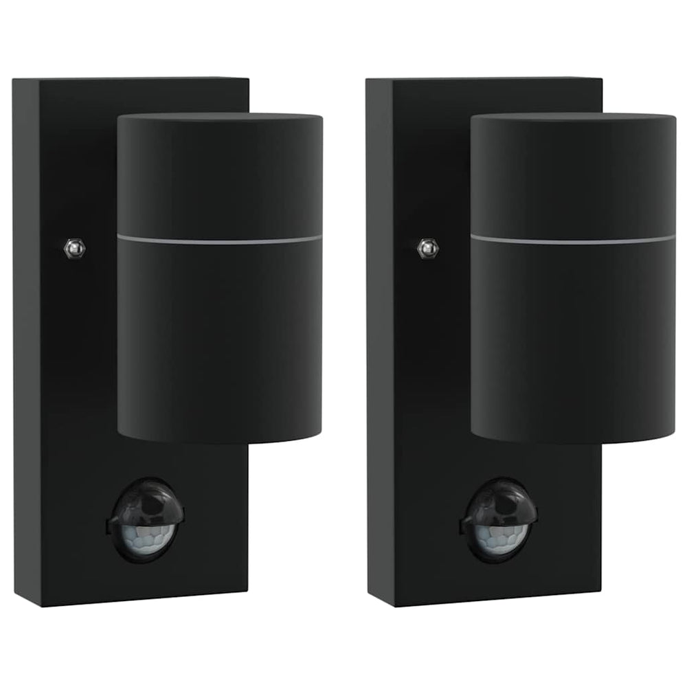Vidaxl buiten wandlamp 2 st zwart 6,5 x 10,5 x 16 cm rvs en glas