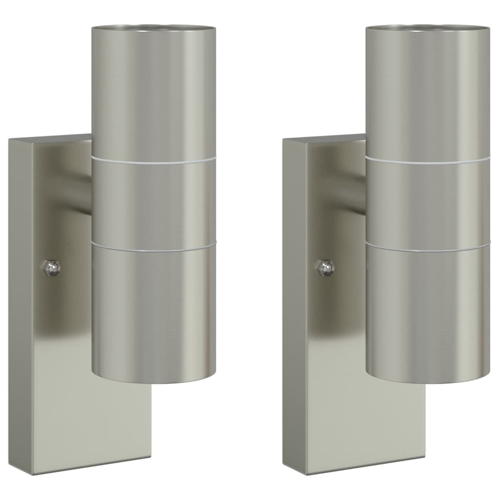 Vidaxl buiten wandlamp 2 pcs zilver 7 x 10 x 22 cm rvs en glas