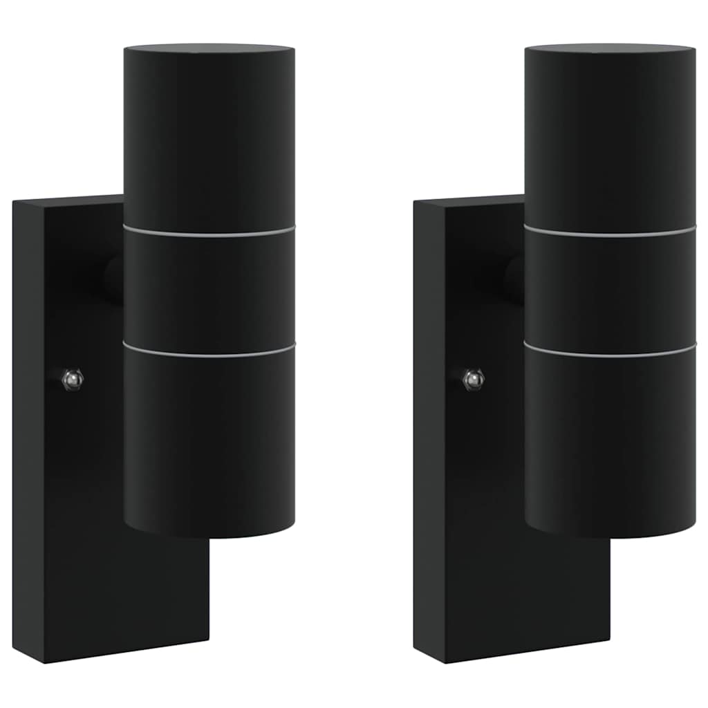 Vidaxl buiten wandlamp 2 pcs zwart 7 x 10 x 22 cm rvs en glas