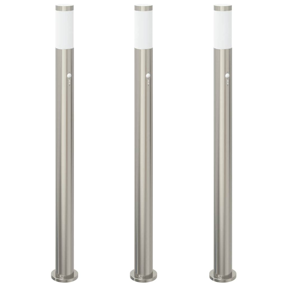 Vidaxl bolderverlichting met sensor 3 stuks 110 cm rvs ip44