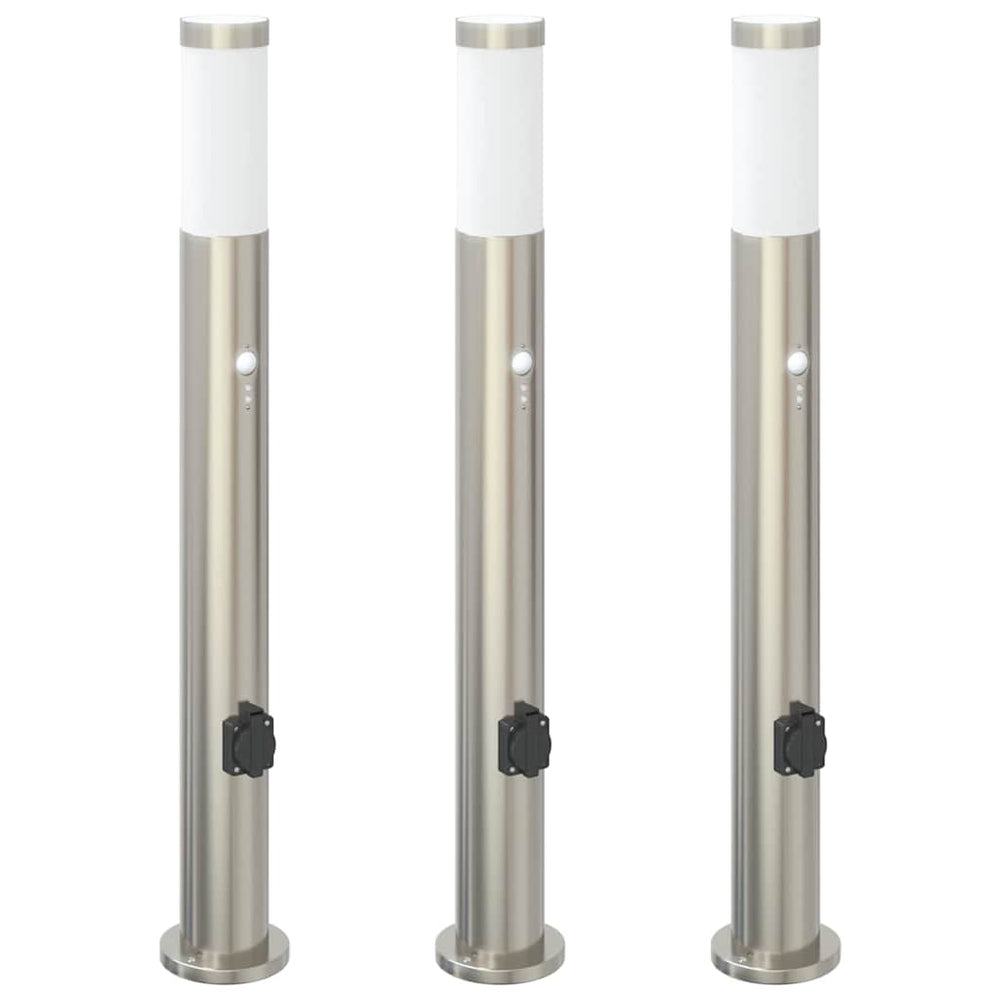 Vidaxl bolderverlichting met sensor en stopcontact 3 stuks 80 cm