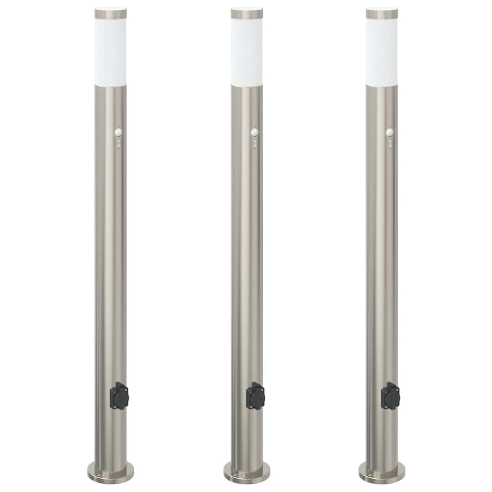 Vidaxl bolderverlichting met sensor en stopcontact 3 stuks 110 cm