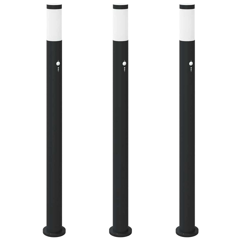 Vidaxl bolderverlichting met sensor 3 stuks 110 cm rvs ip44