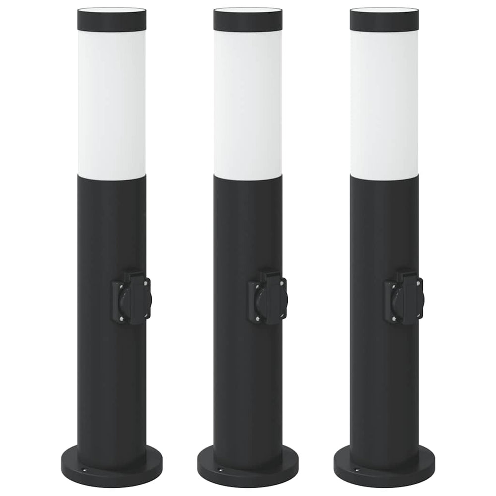 Vidaxl bolderverlichting met stopcontact 3 stuks 50 cm roestvrij staal ip44
