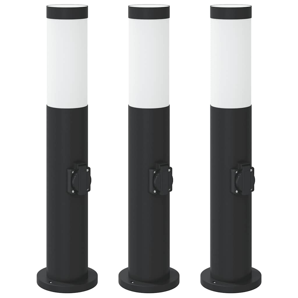 Vidaxl bolderverlichting met stopcontact 3 stuks 50 cm roestvrij staal ip44