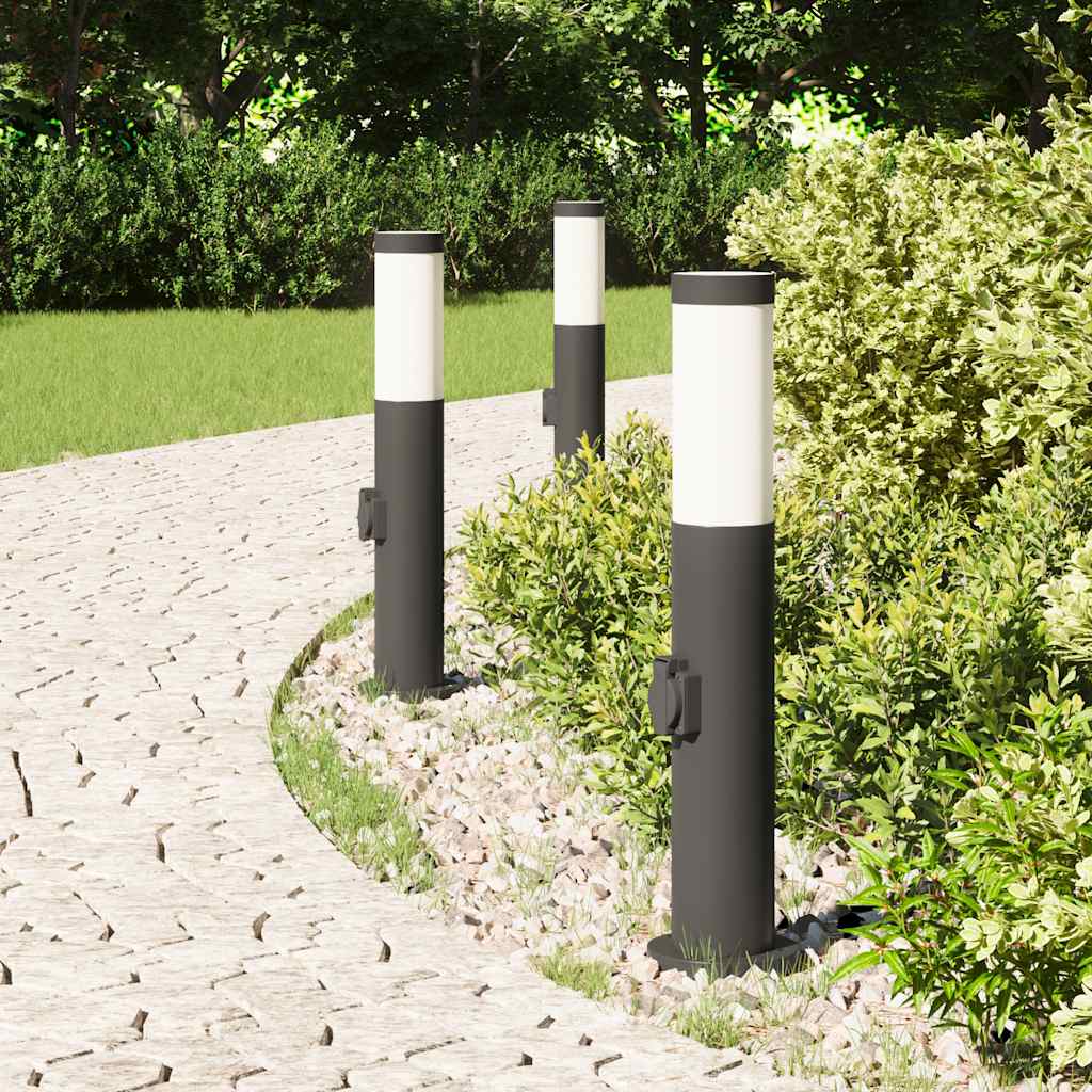 Vidaxl bolderverlichting met stopcontact 3 stuks 50 cm roestvrij staal ip44