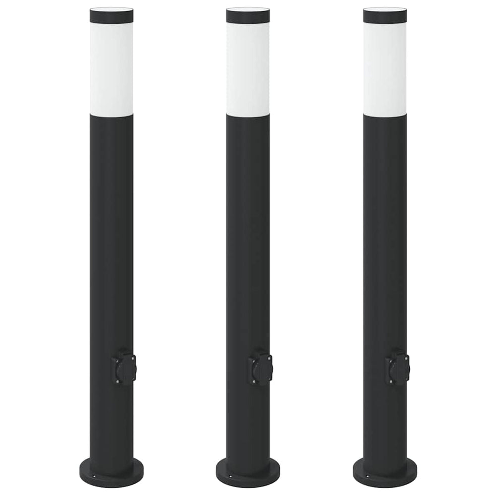 Vidaxl bolderverlichting met stopcontact 3 stuks 80 cm roestvrij staal ip44