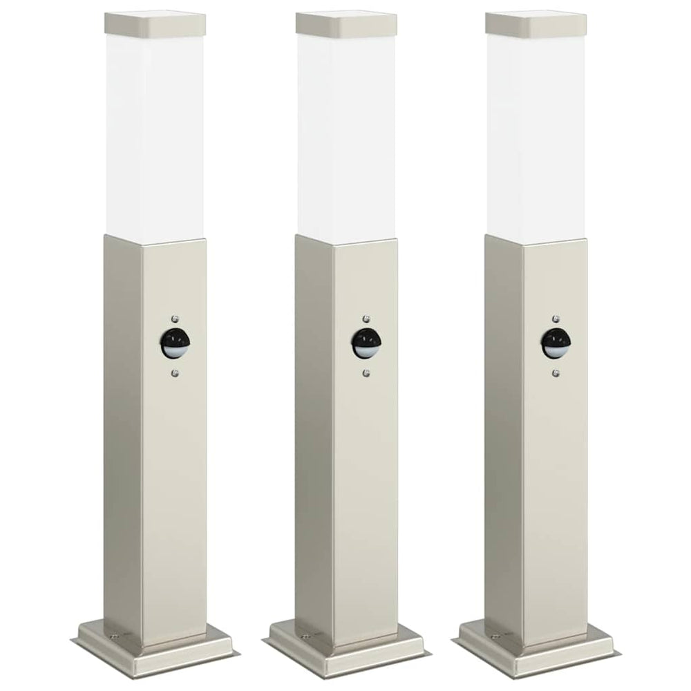 Vidaxl bolderverlichting met sensor 3 stuks 50 cm rvs ip44