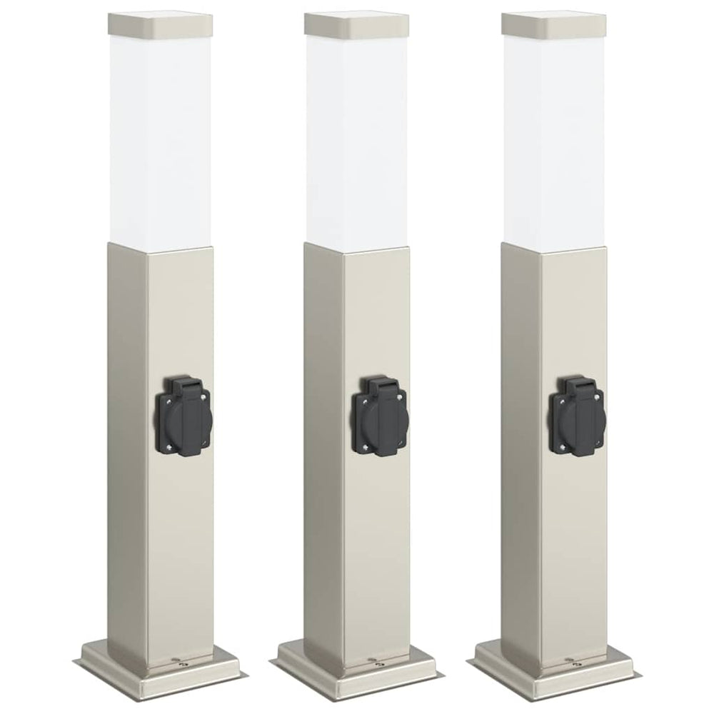 Vidaxl bolderverlichting met stopcontact 3 stuks 50 cm rvs ip44