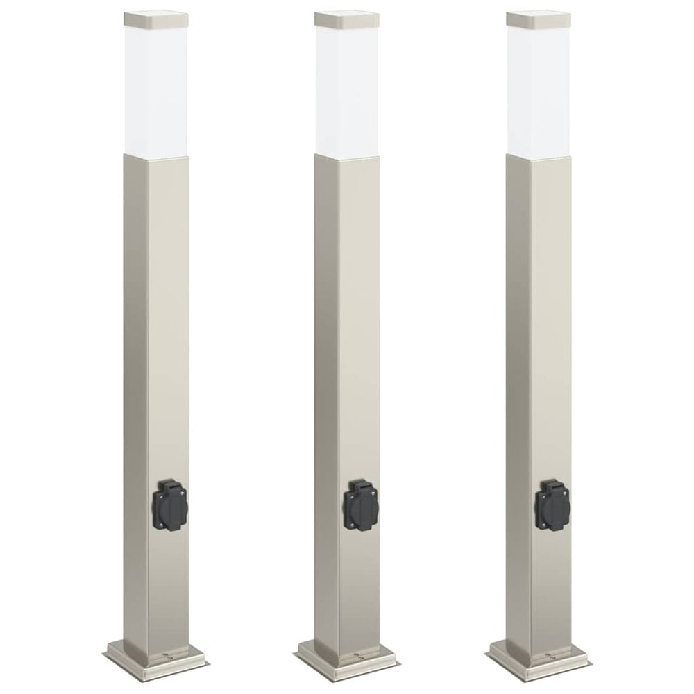 Vidaxl bolderverlichting met stopcontact 3 stuks 80 cm rvs ip44