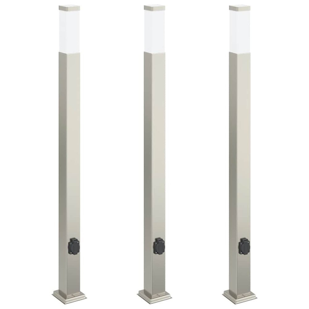 Vidaxl bolderverlichting met stopcontact 3 stuks 110 cm rvs ip44