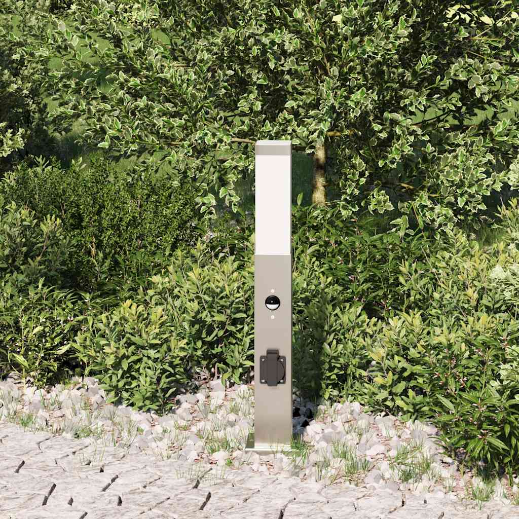 Vidaxl bolderverlichting met sensor en stopcontact 50 cm roestvrij staal ip44