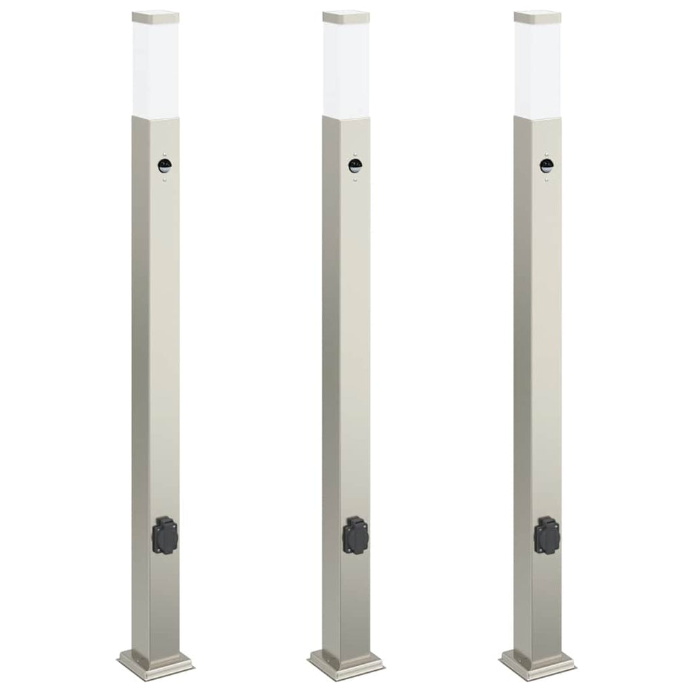 Vidaxl bolderverlichting met sensor en stopcontact 3 stuks 110 cm