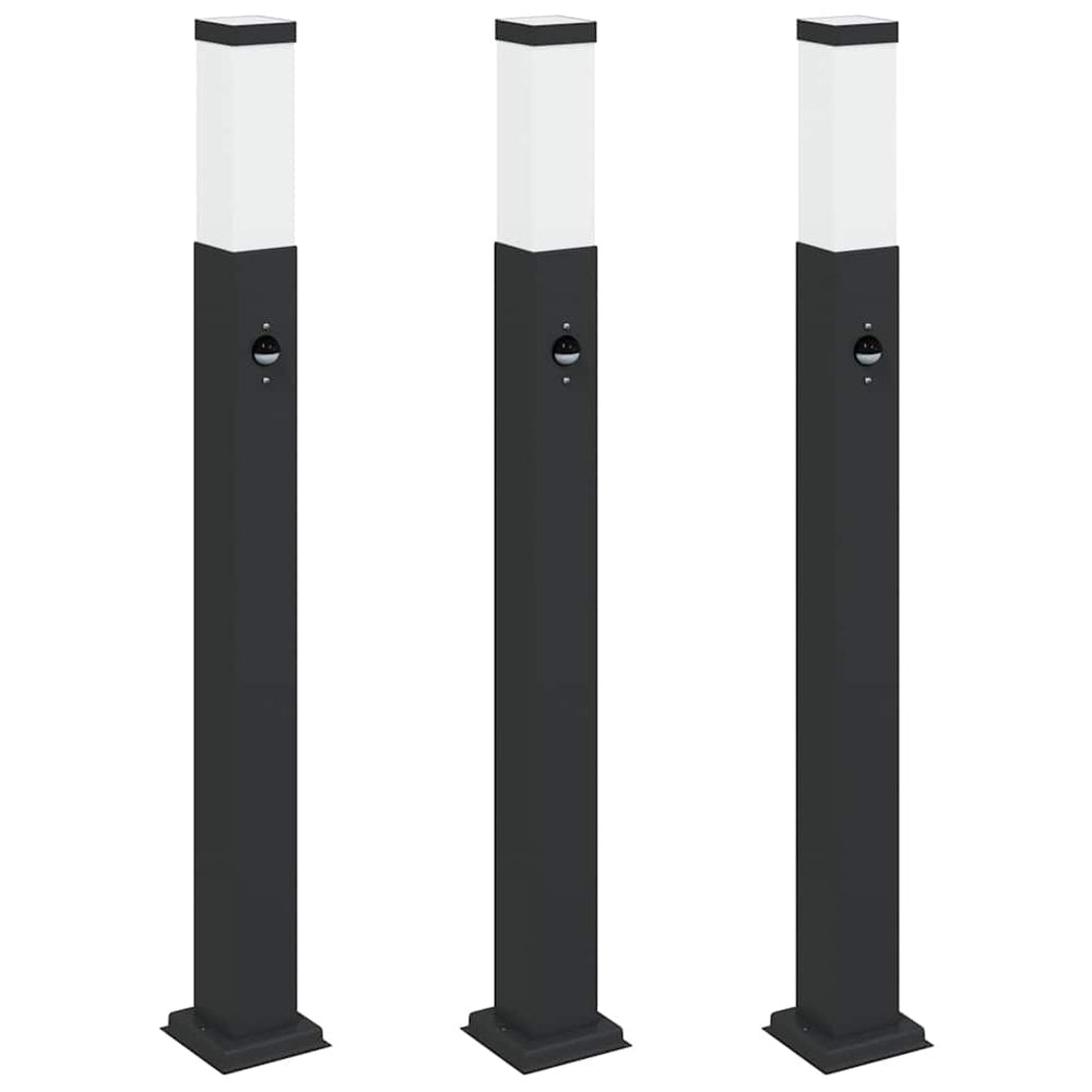 Vidaxl bolderverlichting met sensor 3 stuks 80 cm zwart ip44