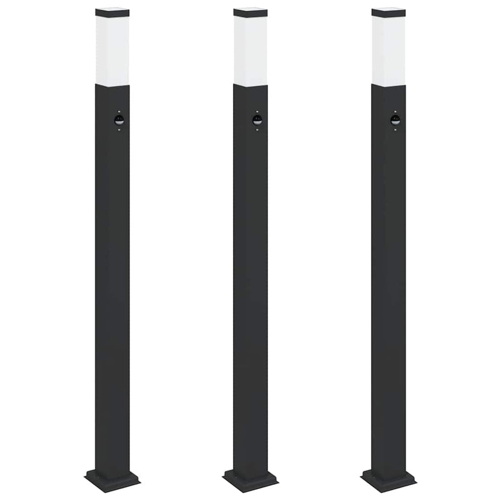 Vidaxl bolderverlichting met sensor 3 stuks 110 cm zwart ip44