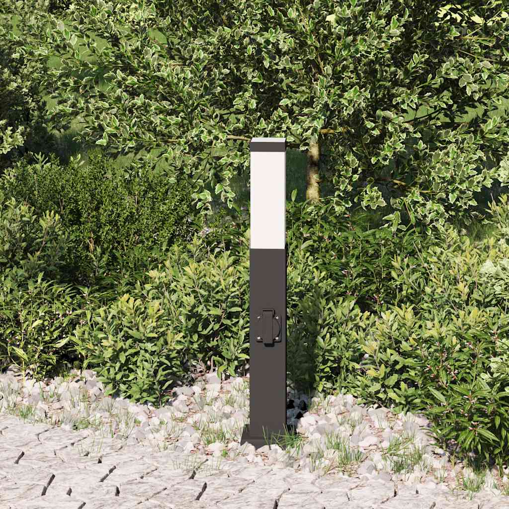 Vidaxl bolderarmatuur met stopcontact 50 cm zwart ip44