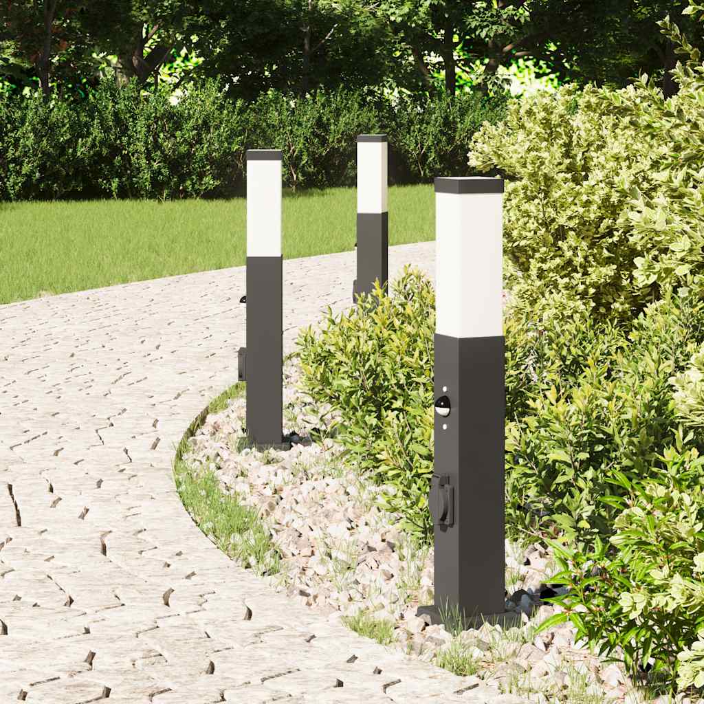 Vidaxl bolderverlichting met sensor en stopcontact 3 stuks 50 cm zwart ip44