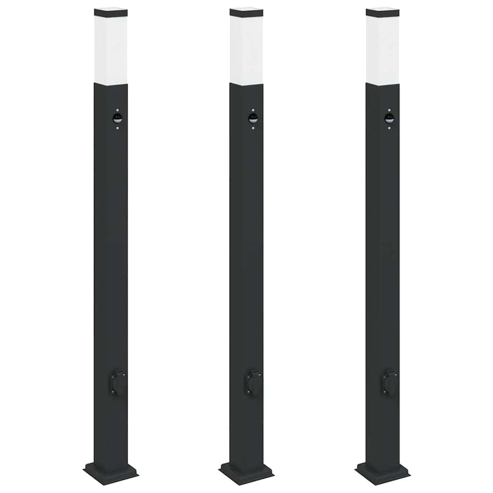 Vidaxl bolderverlichting met sensor en stopcontact 3 stuks 110cm zwart