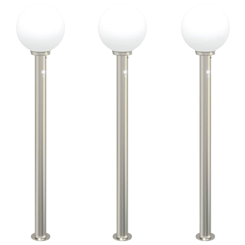 Vidaxl bolderverlichting met sensor 3 stuks 120 cm rvs ip44