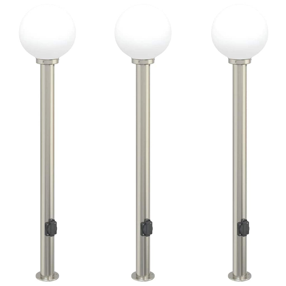 Vidaxl bolderverlichting met stopcontact 3 stuks 120 cm rvs ip44