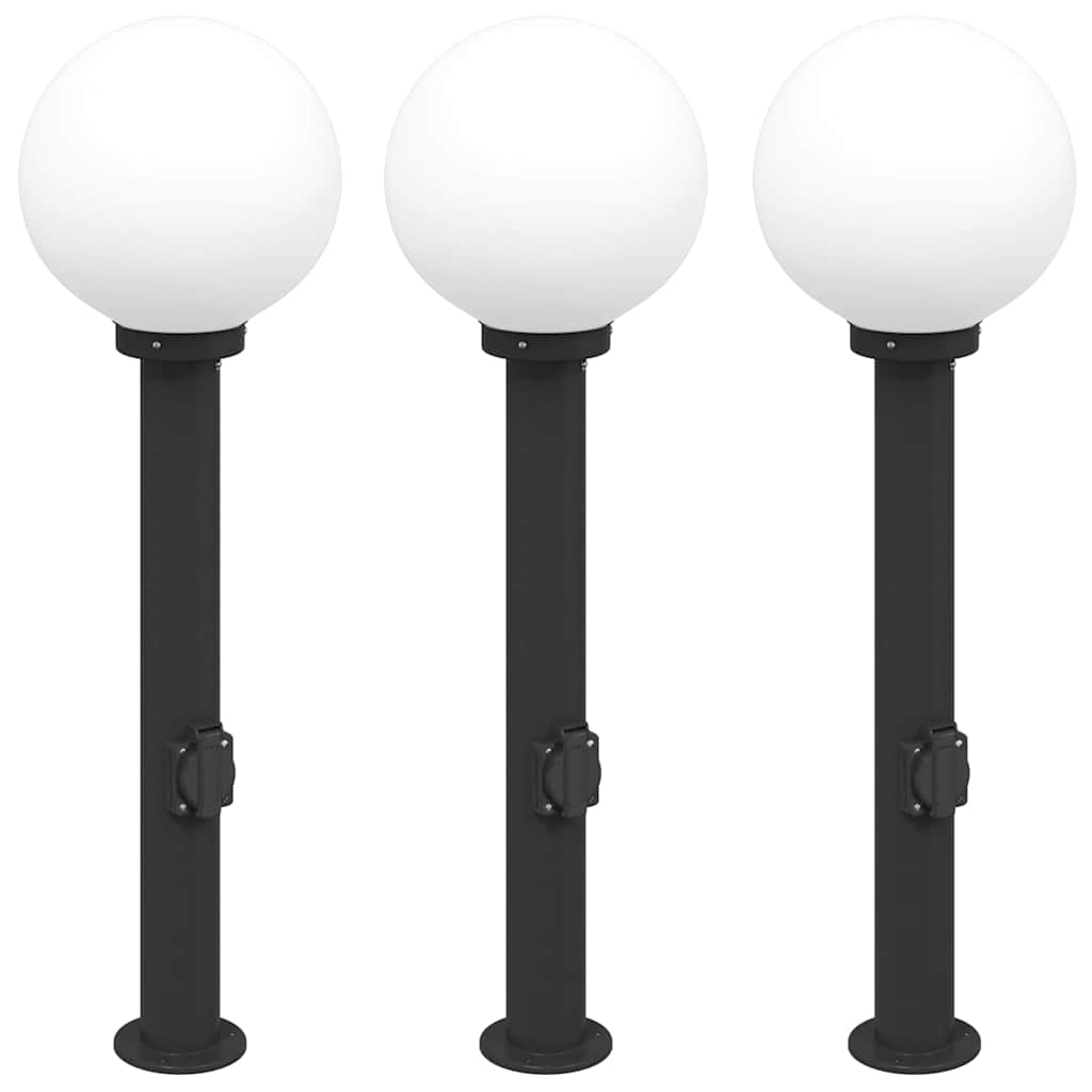 Vidaxl bolderverlichting met stopcontact 3 stuks 80 cm zwart ip44