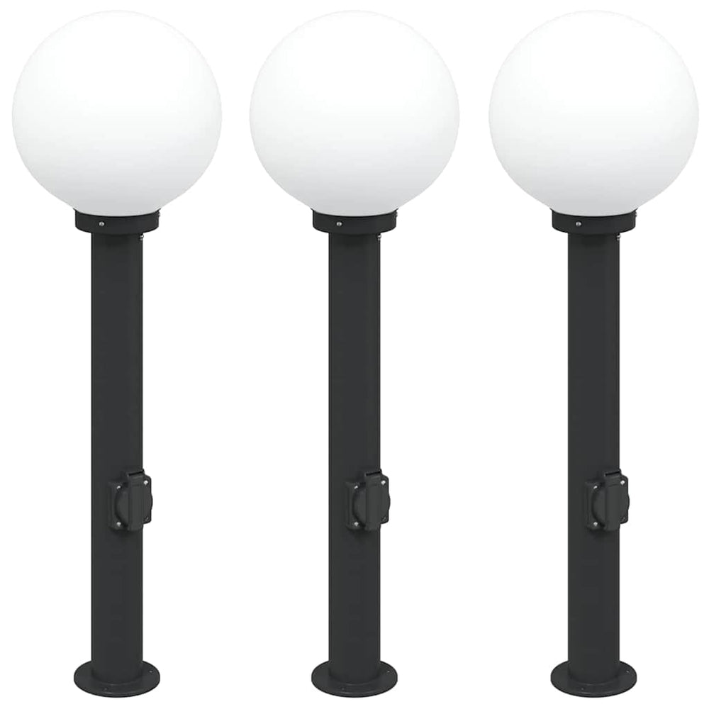 Vidaxl bolderverlichting met stopcontact 3 stuks 80 cm zwart ip44