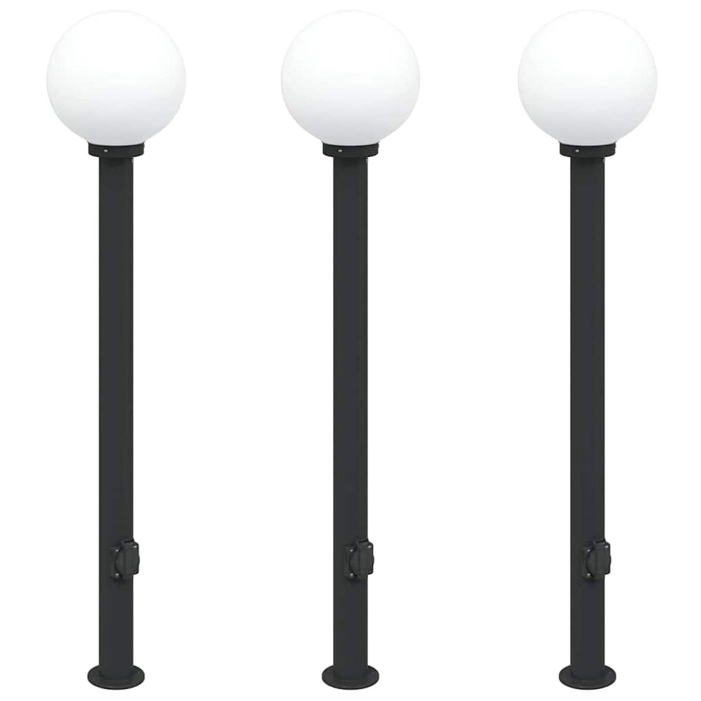 Vidaxl bolderverlichting met stopcontact 3 stuks 120 cm zwart ip44