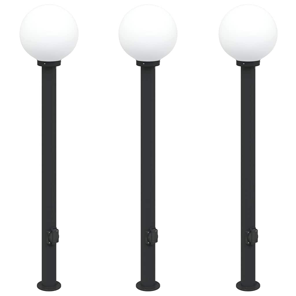 Vidaxl bolderverlichting met stopcontact 3 stuks 120 cm zwart ip44