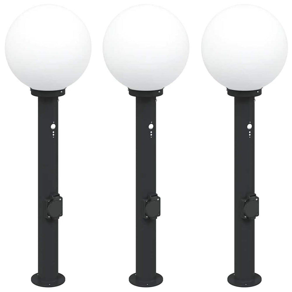 Vidaxl bolderverlichting met sensor en stopcontact 3 stuks 80 cm zwart ip44