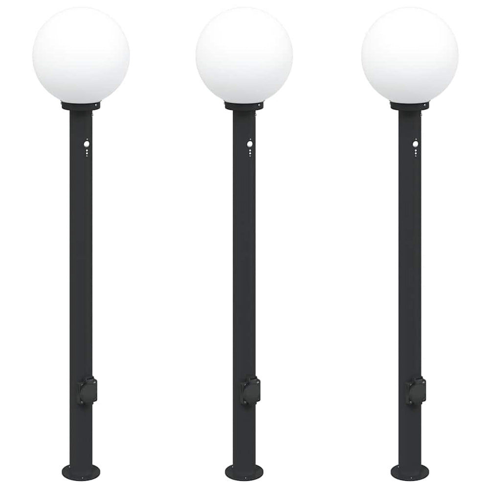 Vidaxl bolderverlichting met sensor en stopcontact 3 stuks 120cm zwart