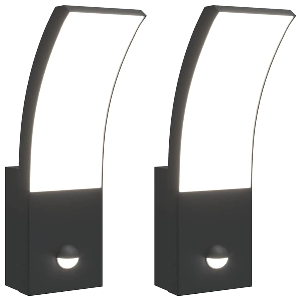 Vidaxl buitenwandlampen 2 st led met sensoren gegoten aluminium zwart