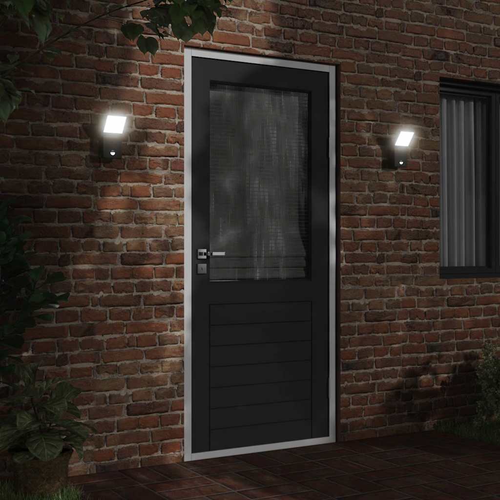 Vidaxl buitenwandlamp led met sensoren gegoten aluminium zwart