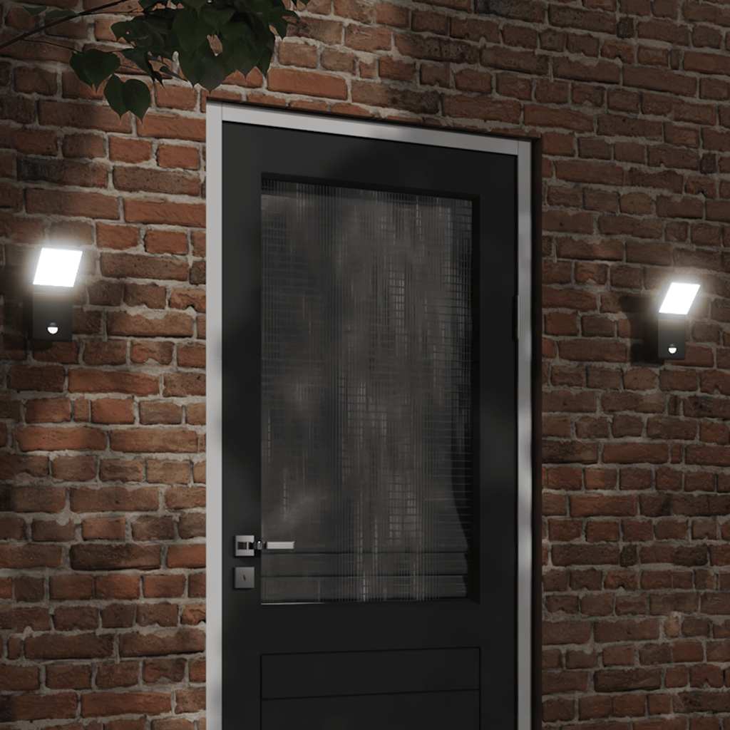 Vidaxl buitenwandlamp led met sensoren gegoten aluminium zwart