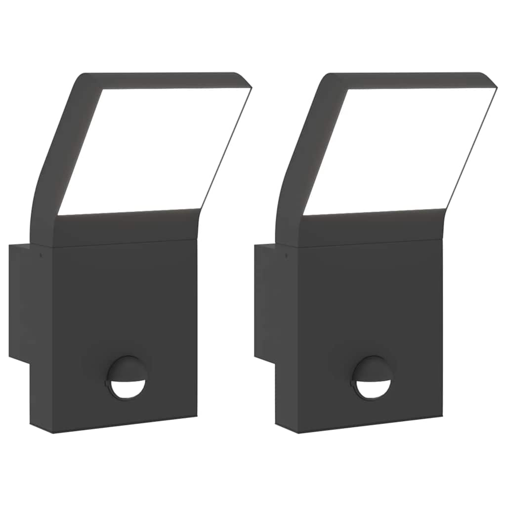 Vidaxl buitenwandlampen 2 st led met sensoren gegoten aluminium zwart